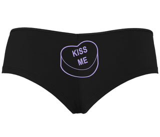 Valentines Day Candy - Kiss Me - Black Boyshort