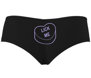 Valentines Day Candy - Lick Me - Black Boyshort