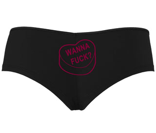 Valentines Day Candy - Wanna Fuck - Black Boyshort