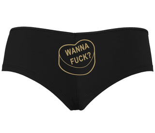 Valentines Day Candy - Wanna Fuck - Black Boyshort