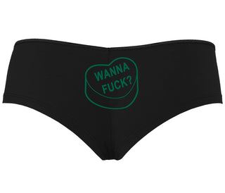 Valentines Day Candy - Wanna Fuck - Black Boyshort