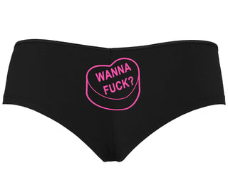 Valentines Day Candy - Wanna Fuck - Black Boyshort