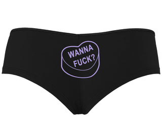 Valentines Day Candy - Wanna Fuck - Black Boyshort