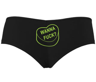 Valentines Day Candy - Wanna Fuck - Black Boyshort