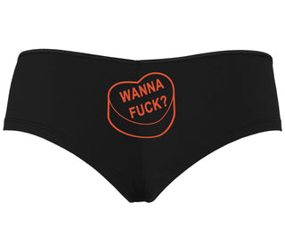 Valentines Day Candy - Wanna Fuck - Black Boyshort