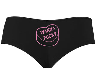 Valentines Day Candy - Wanna Fuck - Black Boyshort
