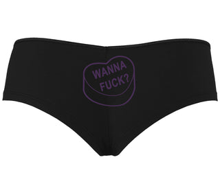 Valentines Day Candy - Wanna Fuck - Black Boyshort