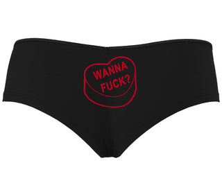 Valentines Day Candy - Wanna Fuck - Black Boyshort