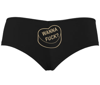 Valentines Day Candy - Wanna Fuck - Black Boyshort