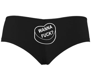 Valentines Day Candy - Wanna Fuck - Black Boyshort