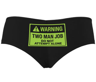 Warning Two Man Job - Black Boyshort