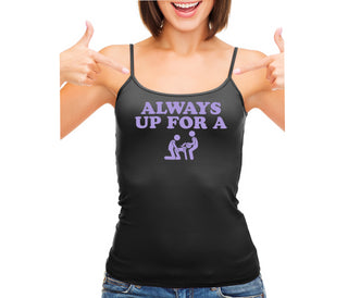 Always Up For A Threesome - Black Camisole Tank Top