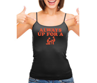 Always Up For A Threesome - Black Camisole Tank Top