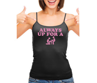 Always Up For A Threesome - Black Camisole Tank Top