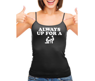 Always Up For A Threesome - Black Camisole Tank Top
