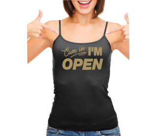 Cum In I'm Open - Black Camisole Tank Top
