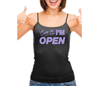 Cum In I'm Open - Black Camisole Tank Top