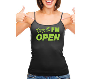 Cum In I'm Open - Black Camisole Tank Top