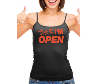 Cum In I'm Open - Black Camisole Tank Top