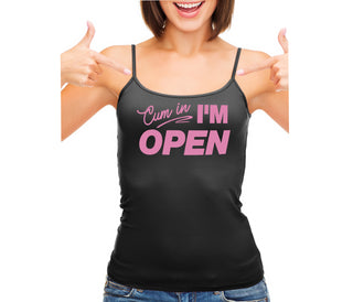 Cum In I'm Open - Black Camisole Tank Top