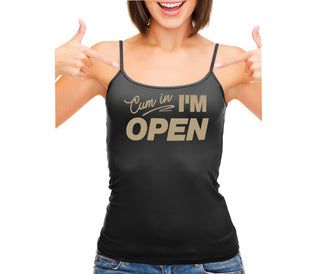 Cum In I'm Open - Black Camisole Tank Top