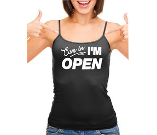 Cum In I'm Open - Black Camisole Tank Top
