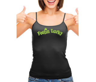 Feeling Lucky Shamrock - Black Camisole Tank Top