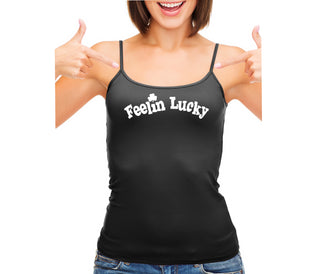 Feeling Lucky Shamrock - Black Camisole Tank Top
