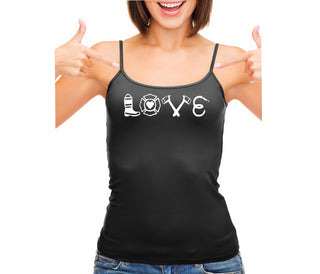 Love Fire Fighter - Black Camisole Tank Top
