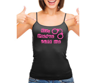 Sir Please Cuff Me - Black Camisole Tank Top