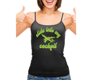 Slide Into My Cockpit - Black Camisole Tank Top