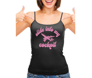 Slide Into My Cockpit - Black Camisole Tank Top