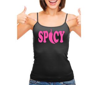 Spicy - Cute Pepper Logo - Black Camisole Tank Top