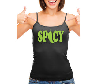 Spicy - Cute Pepper Logo - Black Camisole Tank Top