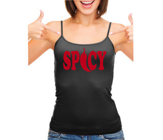 Spicy - Cute Pepper Logo - Black Camisole Tank Top
