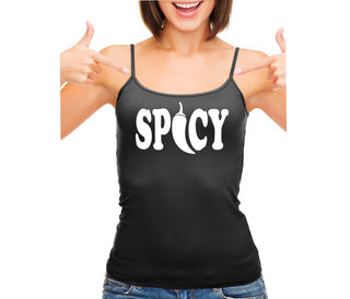 Spicy - Cute Pepper Logo - Black Camisole Tank Top