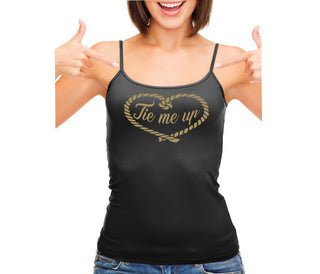 Tie Me Up - Cute Rope Design - Black Camisole Tank Top