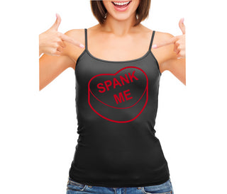 Valentines Day Candy - Spank Me - Black Camisole Tank Top