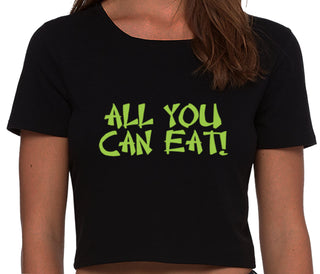 All You Can Eat Chinese Takaway Style - Black Crop Top