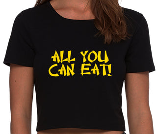 All You Can Eat Chinese Takaway Style - Black Crop Top