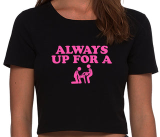 Always Up For A Threesome - Black Crop Top
