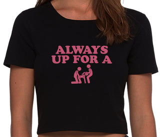 Always Up For A Threesome - Black Crop Top
