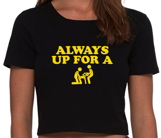 Always Up For A Threesome - Black Crop Top