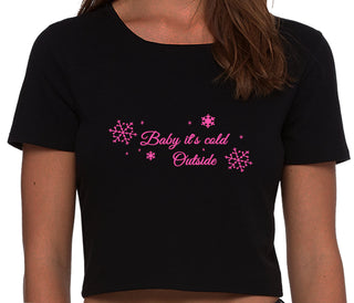Baby It's Cold Outside - Black Crop Top