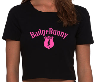 Badge Bunny for LEO Wife or Girlfriend - Black Crop Top