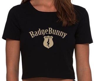 Badge Bunny for LEO Wife or Girlfriend - Black Crop Top
