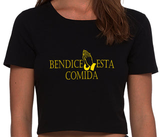 Bendice Esta Comida - Bless This Meal - Black Crop Top