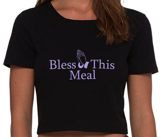 Bless This Meal - Black Crop Top