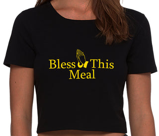 Bless This Meal - Black Crop Top