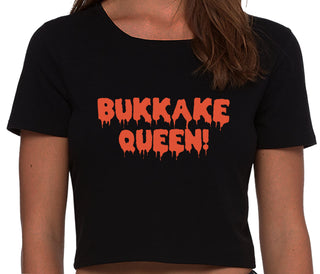 Bukkake Queen - Black Crop Top